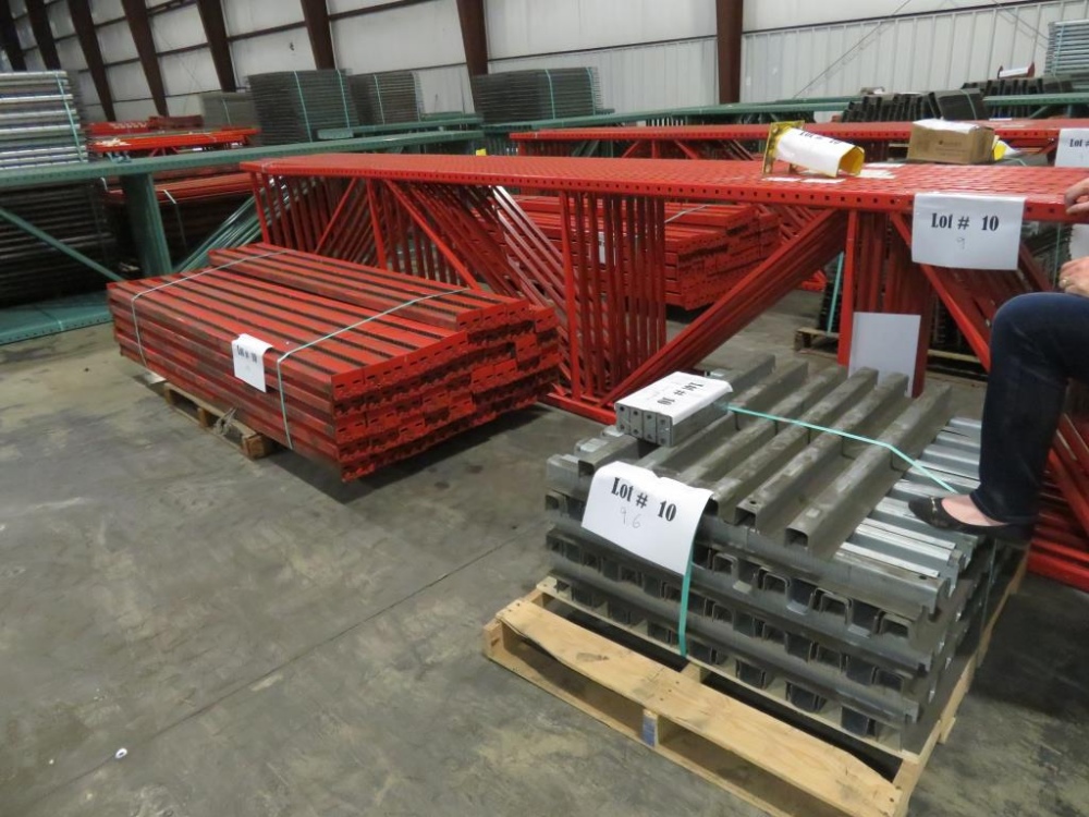 Paltier Pallet racking 9 uprights 3"x 2 1/4", 42" wide and 18' tall, 48