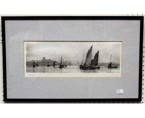 William Lionel Wylie (1851-1931 British)Tarbert Loch Fyne, drypoint etching, signed in pencil lower left, 12 x 38cm