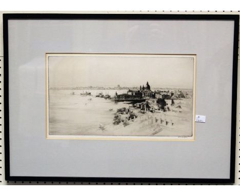 Sidney Tushingham (1884-1968 British)Venice from the campanile, drypoint etching, signed in pencil lower right, 21 x 38cm