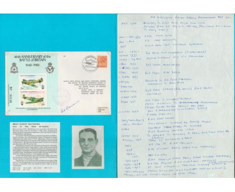 WW2 Battle of Britain. Flying Officer Brian R MacNamara DSO CBE Signed 40th Anniversary of the Battle of Britain FDC. Good co