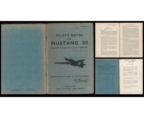 WW2. Original Wartime Pilots Notes For Mustang III Packard Merlin V-1650-3 Engine. 7th August 1944 Air Staff Stamp on Front P