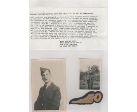 WW2. Warrant Officer Leonard E Gosling CGM (617 Squadron) Signed 5. 5 x 3. 5 inch Vintage Black and White Photo. Included is 