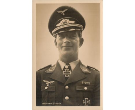 WW2. Original 5. 5 x 3. 5 Hoffmann Vintage Photo Showing Hauptmann Joppien. Good condition. All autographs are genuine hand s
