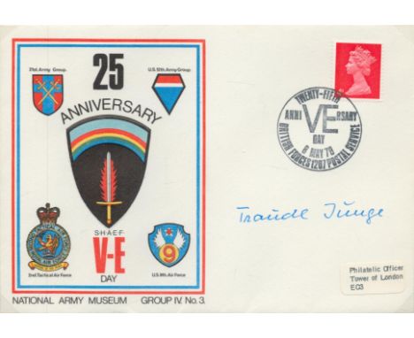 WW2. Adolf Hitler's Private Secretary Traudl Junge Signed 25th Anniversary of V-E Day National Army Museum FDC. British Stamp