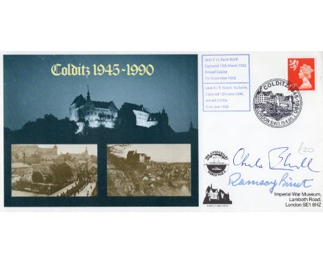 Colditz Castle WWII Prisoner of War camp cover signed by TWO former inmates in Lt C. J Ewell and Lt A. J. R Bissett details o
