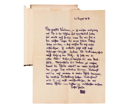 [KAUFMAN, Enit Zerner (1897-1961)] "“SCHIELE, Egon (1890-1918). Autograph letter signed ("Egon Schiele" in a paraph), [to Eni