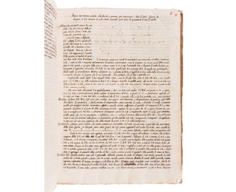 [MANUSCRIPT - GEOMETRY]. "Farragine Matematica E: Extesum et mumeribuius sunt farrago libelli." N.p., ca 18th century. &nbsp;