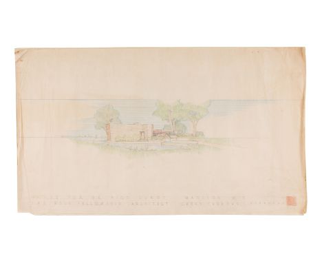 [FRANK LLOYD WRIGHT]. CARAWAY, Jesse "Carey." A group of architectural drawings, renderings, and blueprints relating to the V