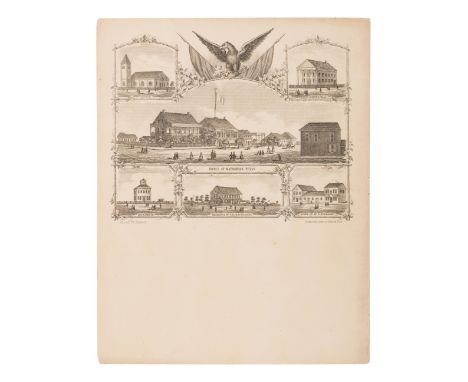 HOLTZ, Helmuth Heinrich Diedrich (1833-1915). Pictorial letter sheet with 7 views, comprising: Hotel at Matagorda, Texas -- C