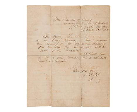 CUSTER, George Armstrong (1839-1876). Manuscript document accomplished and signed as Lieutenant Colonel of the 7th Cavalry Re
