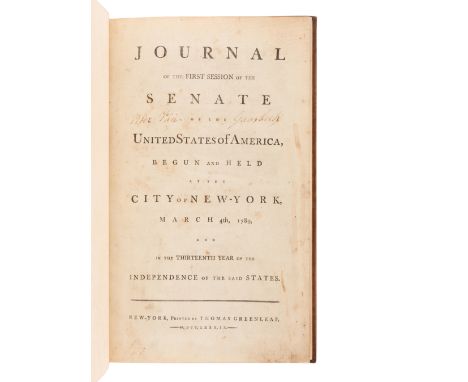 [UNITED STATES SENATE] -- [BILL OF RIGHTS]. Journal of the First Session of the Senate of the United States of America, begun