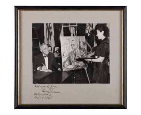 [KAUFMAN, Enit Zerner (1897-1961)] "“ [TRUMAN, Harry S. (1884-1972)] "“ Photograph signed and inscribed on mat ("Harry Truman