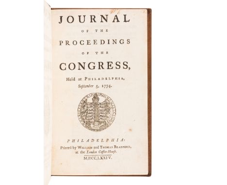 [UNITED STATES CONTINENTAL CONGRESS]. &nbsp; Journal of the Proceedings of the Congress, Held at Philadelphia, September 5, 1