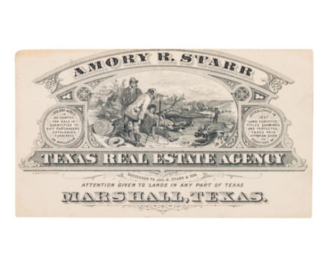 STARR, Amory Reily (1847-1906). Amory R. Starr... Texas Real Estate Agency...Marshall, Texas. St. Louis: A. Gast &amp; Co., [