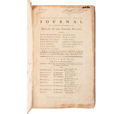 [UNITED STATES SENATE]. Journal of the Third Session of the Senate of the United States. Begun and Held at the City of Philad