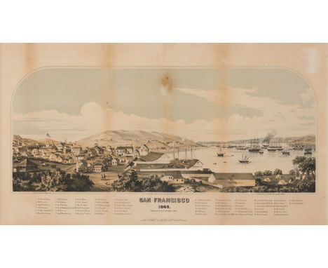 [SAN FRANCISCO]. San Francisco 1849. San Francisco: Max Burkhardt, 1886. &nbsp; &nbsp;Lithograph with hand-coloring, visible 