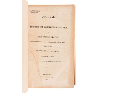 [UNITED STATES HOUSE OF REPRESENTATIVES]. &nbsp;Journal of the House of Representatives of the United States, being the first