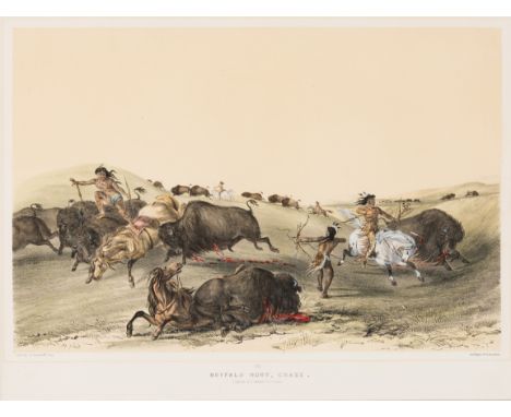 CATLIN, George (1796-1872) &nbsp;Buffalo Hunt, Chase (Plate 7). From The North American Indian Portfolio, London: Geo. Catlin