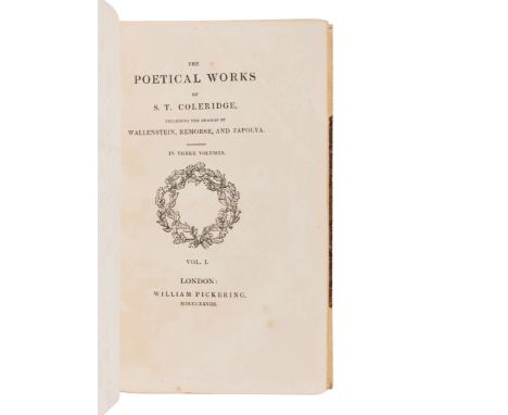 COLERIDGE, Samuel Taylor (1772-1834). The Poetical Works of S.T. Coleridge, Including the Dramas of Wallenstein, Remorse, and