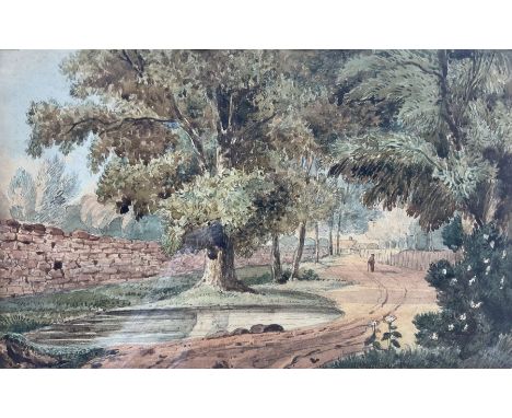 Attrib. Edward Dayes (British 1763-1804): 'An Essex Byway', watercolour titled and attributed on the mount 17cm x 27cm; After
