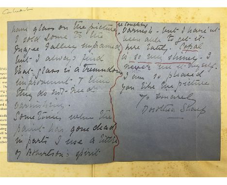 Dorothea Sharp (British 1874-1955): Signed manuscript letter, enclosed within a copy of her book 'Oil Painting', together wit