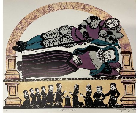 Penny Berry Paterson (1941-2021) signed colour linocut print - 'Sleepless Knight', numbered 7/30, image 41 x 48cm