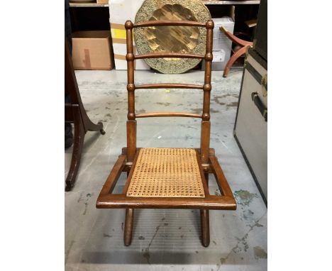 Victorian folding ladder back chair with cane seat