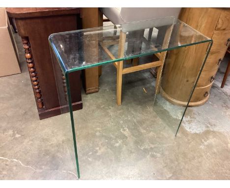 Contemporary glass console table, 75cm wide, 31cm deep, 79cm high