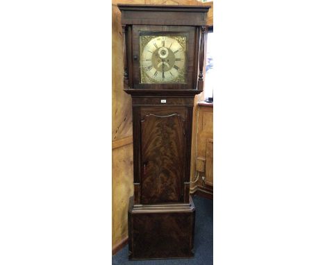 Victorian 30 hour longcase clock by Coats, Wigan with brass and silvered square dial, subsidiary seconds and date aperture in