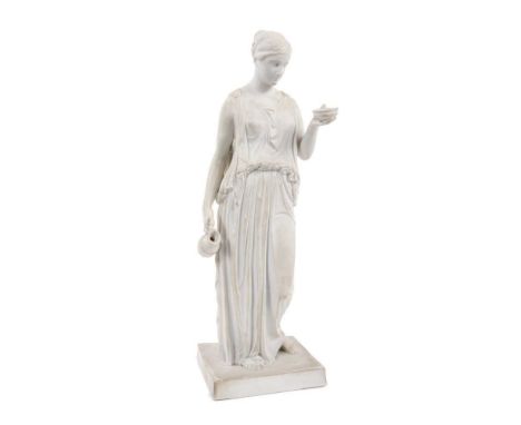 19th century Royal Copenhagen Eneret bisque porcelain figure of a Classical muse, stamped 'Eneret VP' to plinth base, 32cm hi