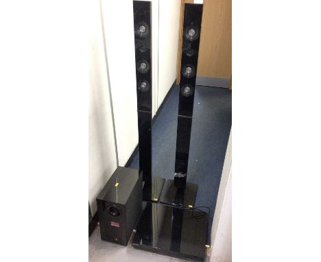 Samsung home cinema system comprising of 3D Blu-ray player, model no. HT-C6930W/XEU, subwoofer speaker system, model no. PS-C