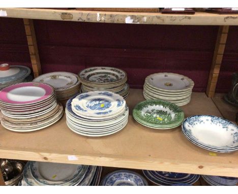 Collection of 19th century and later dishes (one shelf)