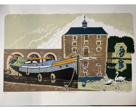 Penny Berry Paterson (1941-2021) signed colour linocut print - 'Custom House Peterborough', numbered 14/22, 51cm x 82cm