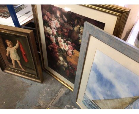 Large print of Roses, together with one of a young boy and a sailing vessel (3)