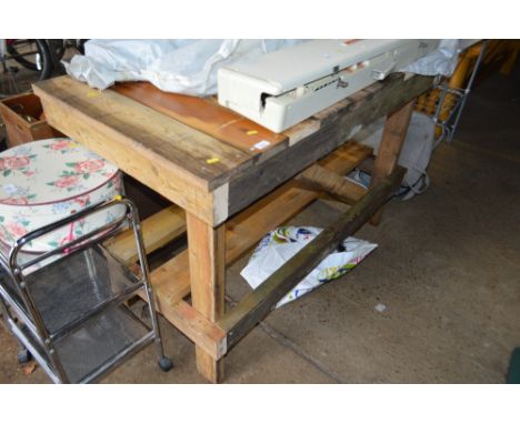 A pine work bench
