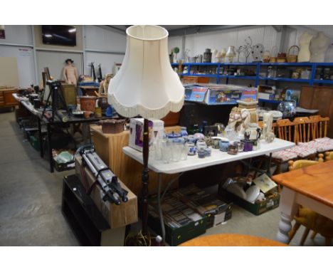 A standard lamp and shade
