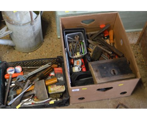 Two boxes of various hand tools