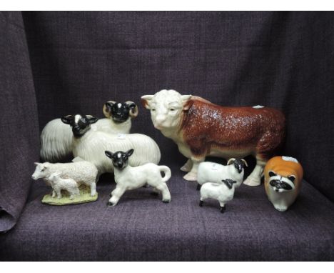 Three Coopercraft studies, sheep family, Two Beswick studies, Sheep &amp; Lamb, A Stef study, Sheep &amp; Lamb, A Lomonosov  