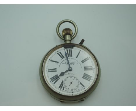 A World War I officers/railway man's Goliath pocket watch by M.M. & Co, patent No 10292, retail J. C. Vickery 179,181,183 Reg