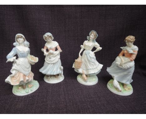 Four Royal Worcester limited edition Old Country Ways figures - The Shepherdess, A Farmer's Wife, The Milkmaid and Rosie Pick
