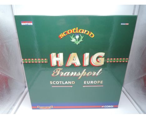 A Corgi Limited Edition 1:50 scale diecast advertising articulated wagon set, Haig Transport, Scotland-Europe CC99192, mirror