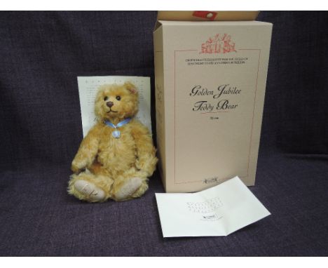 A modern Steiff limited edition bear, Golden Jubilee having growling mechanism, 501/2002, with certificate and boxed