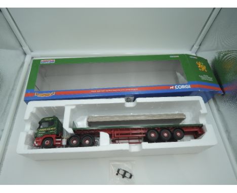 A Corgi limited edition 1:50 scale diecast advertising articulated wagon, Lawsons Haulage Ltd, mirrors unattached and present