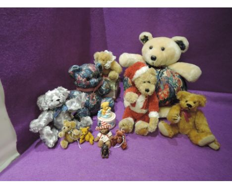 A selection of jointed, ceramic and similar bears including Marie Stott, Linda Spiegel, Boyds etc