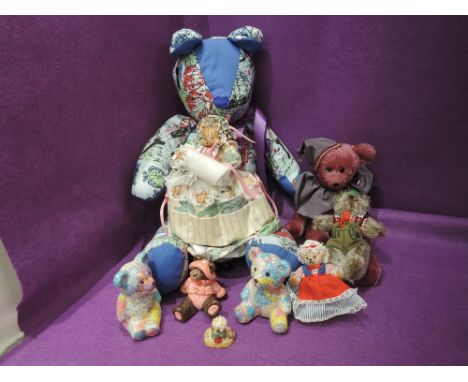 A selection of ceramic and jointed bears including Cherry Swinnerton, Global Studios, Just Ducky etc