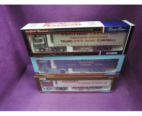 Three Corgi limited edition 1:50 scale diecast advertising articulated wagons, Brian Harris, boxed CC11901, Westfield Transpo