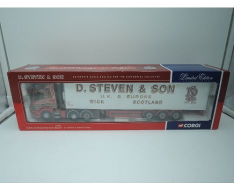 A Corgi Limited Edition 1:50 scale diecast advertising articulated wagon, D Steven &amp; Son 76603, mirrors attached and boxe