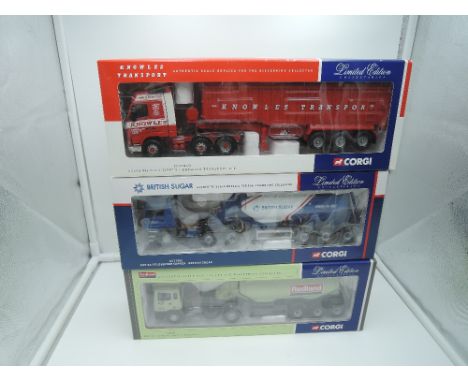 Three Corgi Limited Edition 1:50 scale diecast advertising articulated wagon, Redland CC11904, British Sugar CC11903 and Know