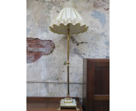 GILT METAL AND ONYX 20th CENTURY STANDARD LAMP WITH SHADE 