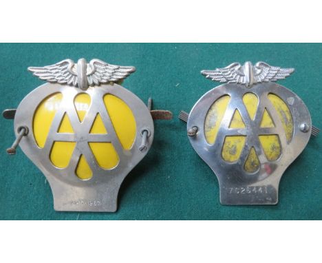 TWO VINTAGE AA CAR BADGES 